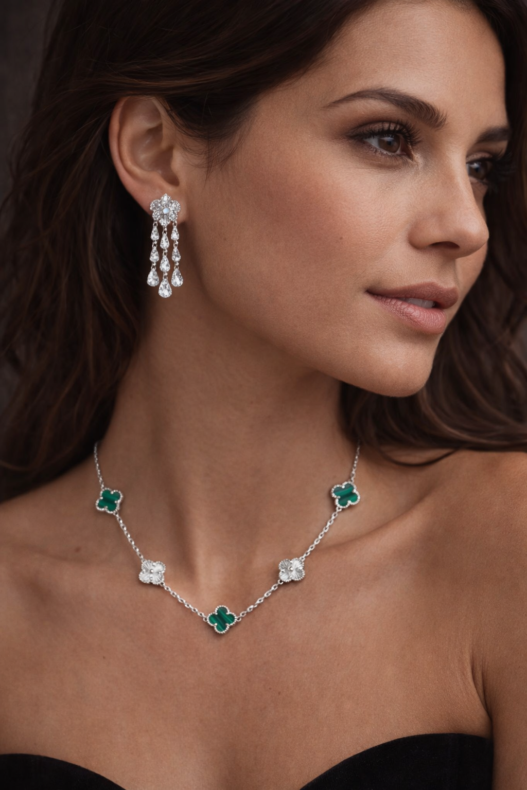 Vancleef Green Silver Necklace CJVCN003