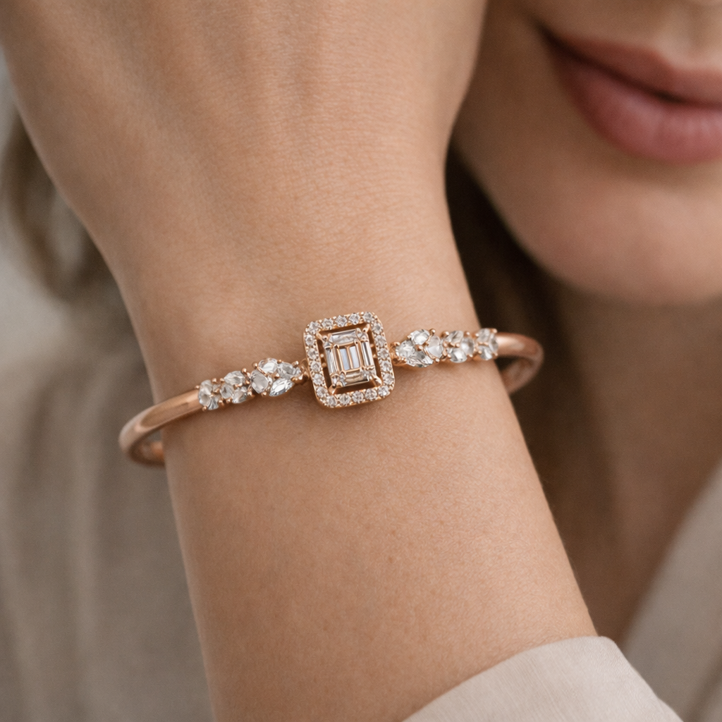 Silver Bracelet Rose Gold Plated CJWCB064