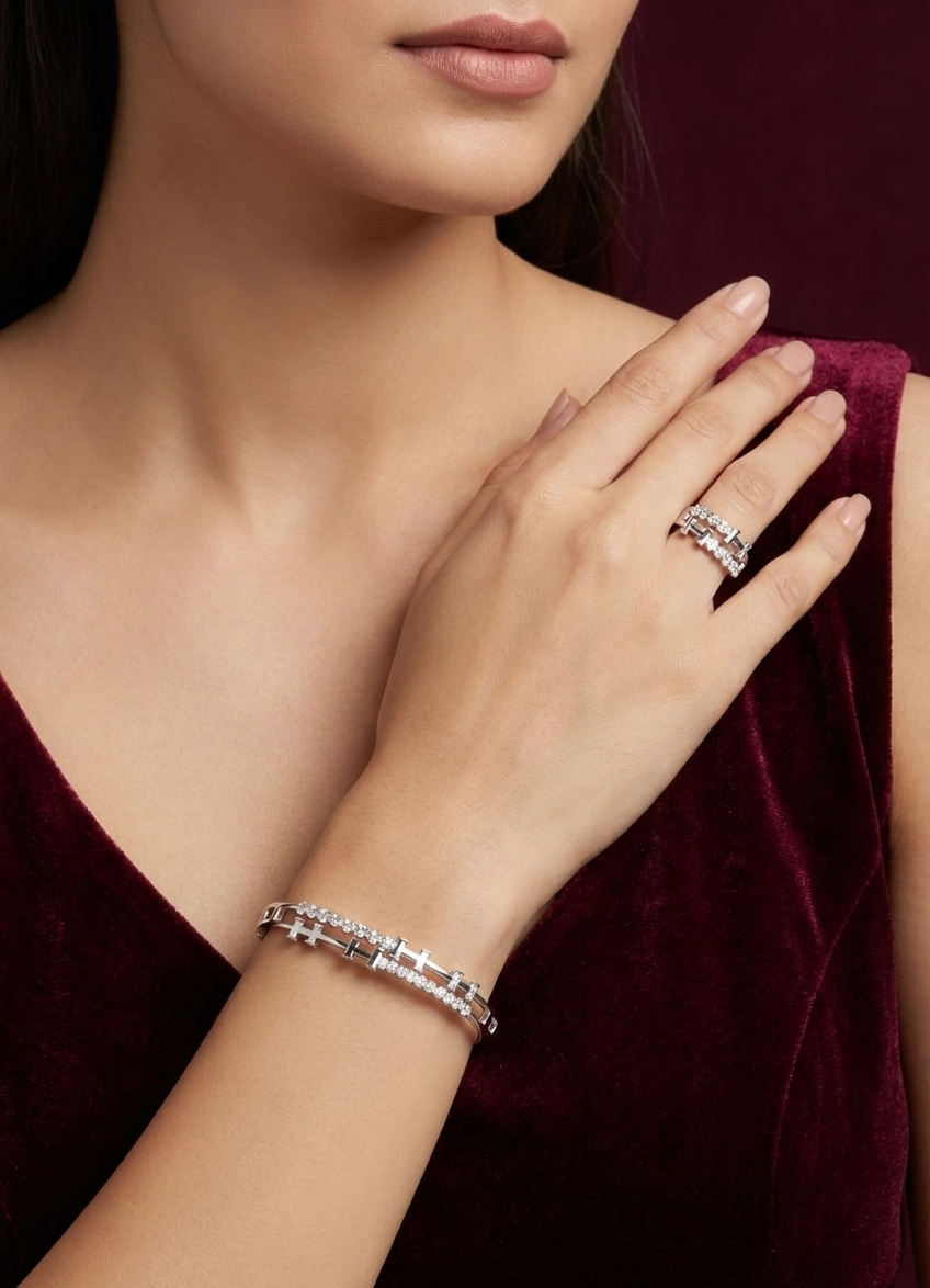 Silver Ring & Bracelet CJWCB044