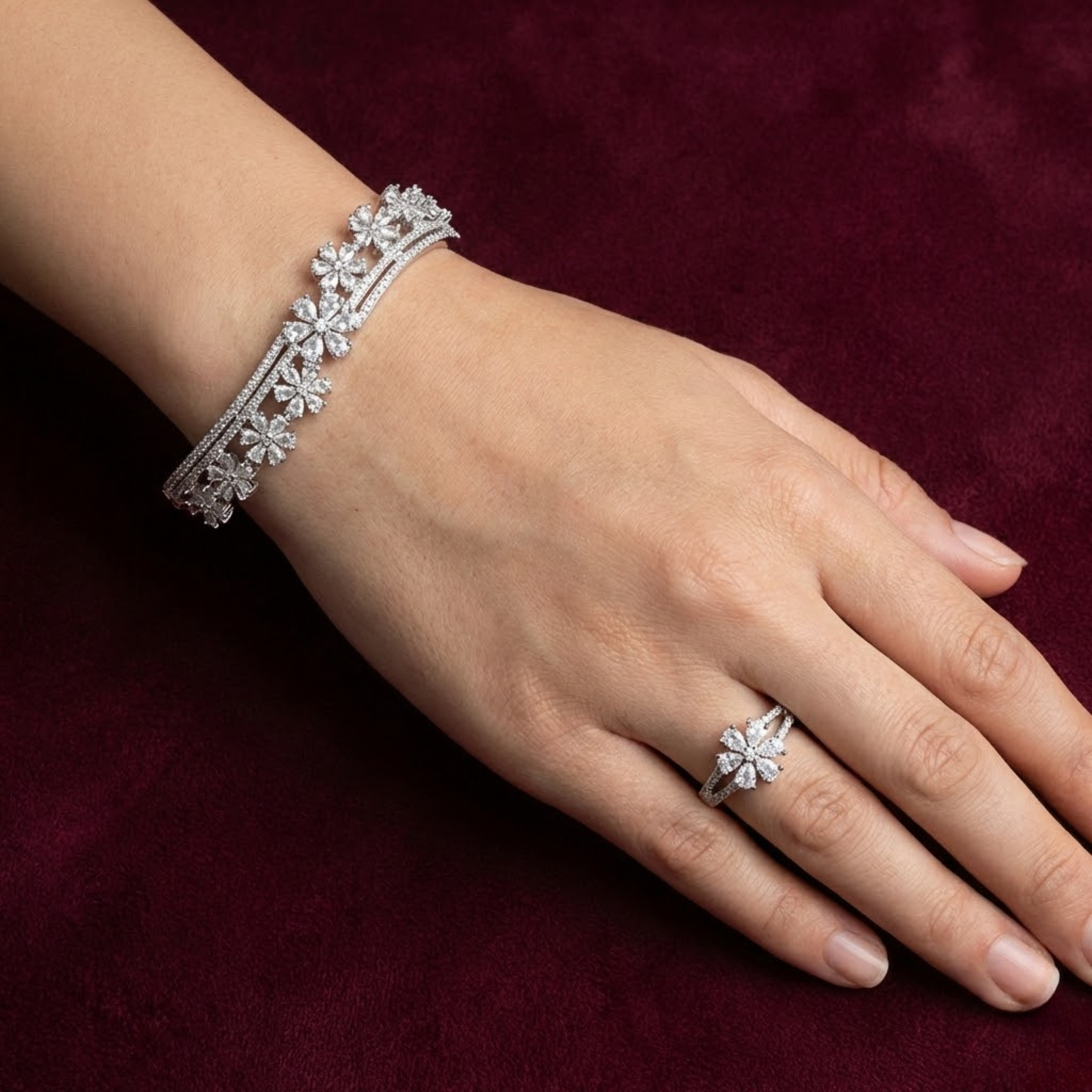 Silver Ring & Bracelet CJWCB043