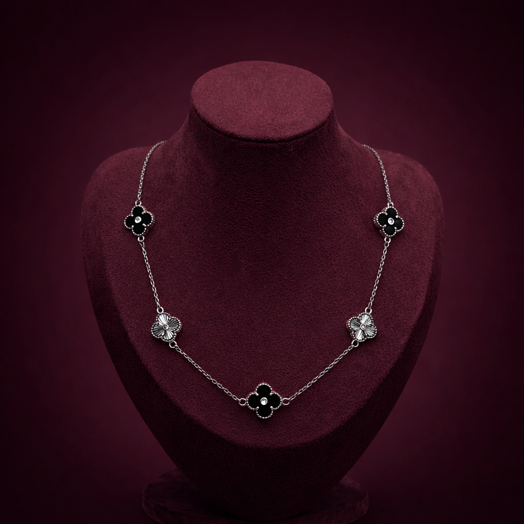Vancleef Black Silver Necklace CJVCN007