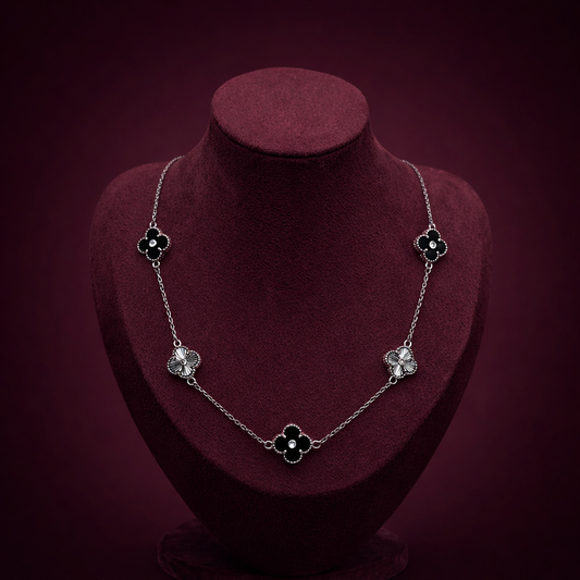 Vancleef Black Silver Necklace CJVCN007