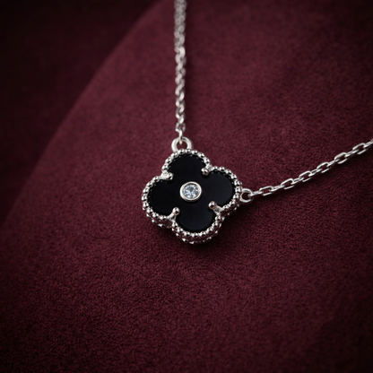 Vancleef Black Silver Necklace CJVCN007