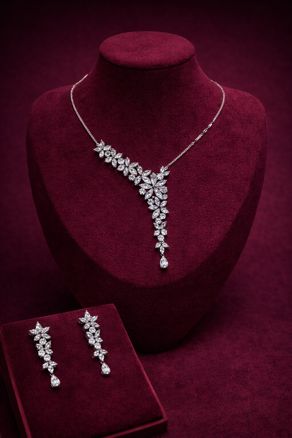 Silver Necklace Set W/ Earings CJWSN003