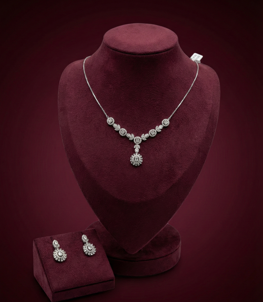 Silver Necklace Set W/ Earings CJWSN007