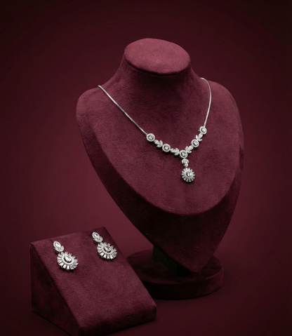 Silver Necklace Set W/ Earings CJWSN007