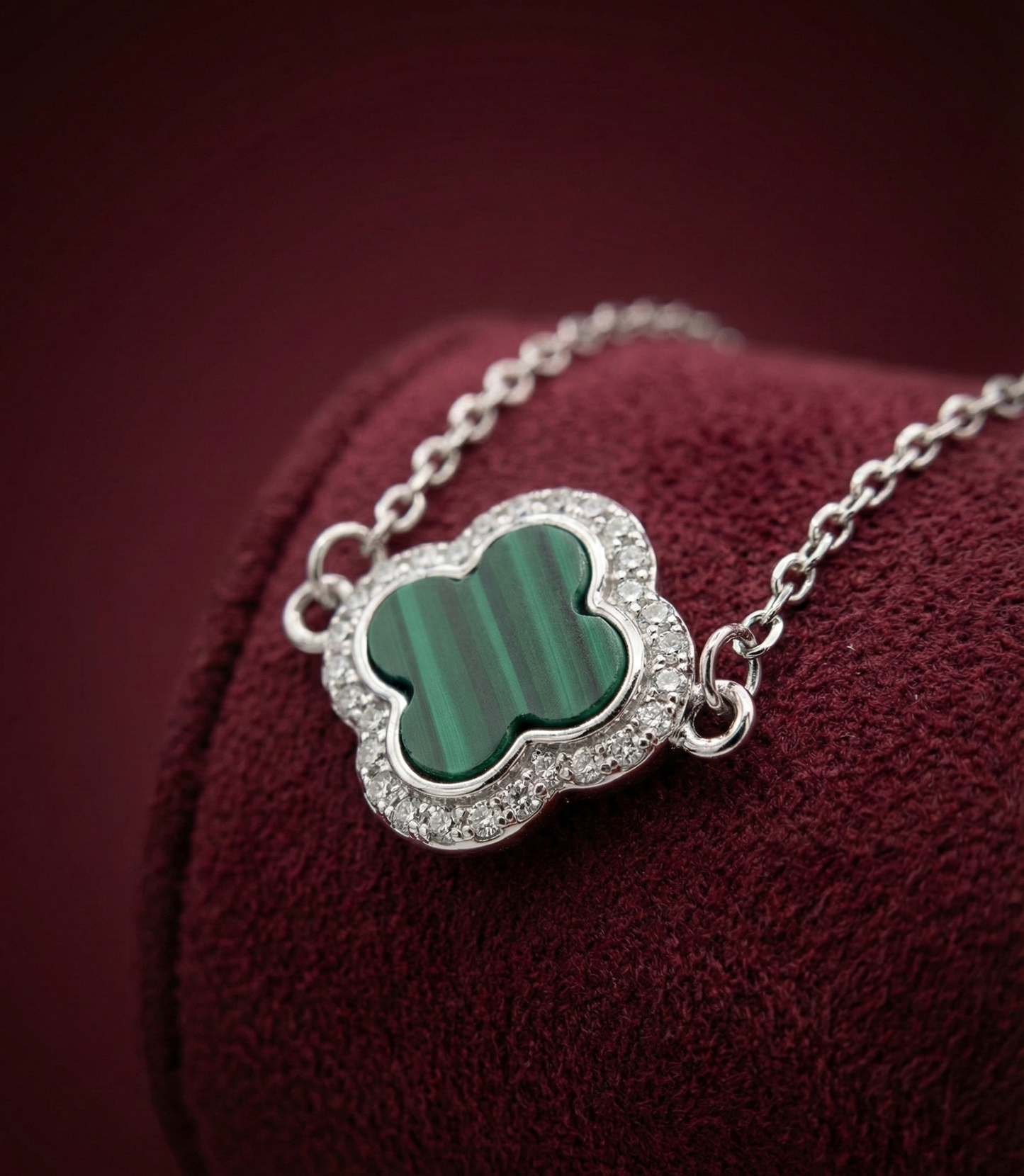 Vancleef Green Silver Necklace CJVCN003