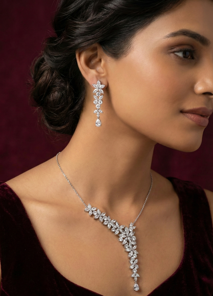 Silver Necklace Set W/ Earings CJWSN003