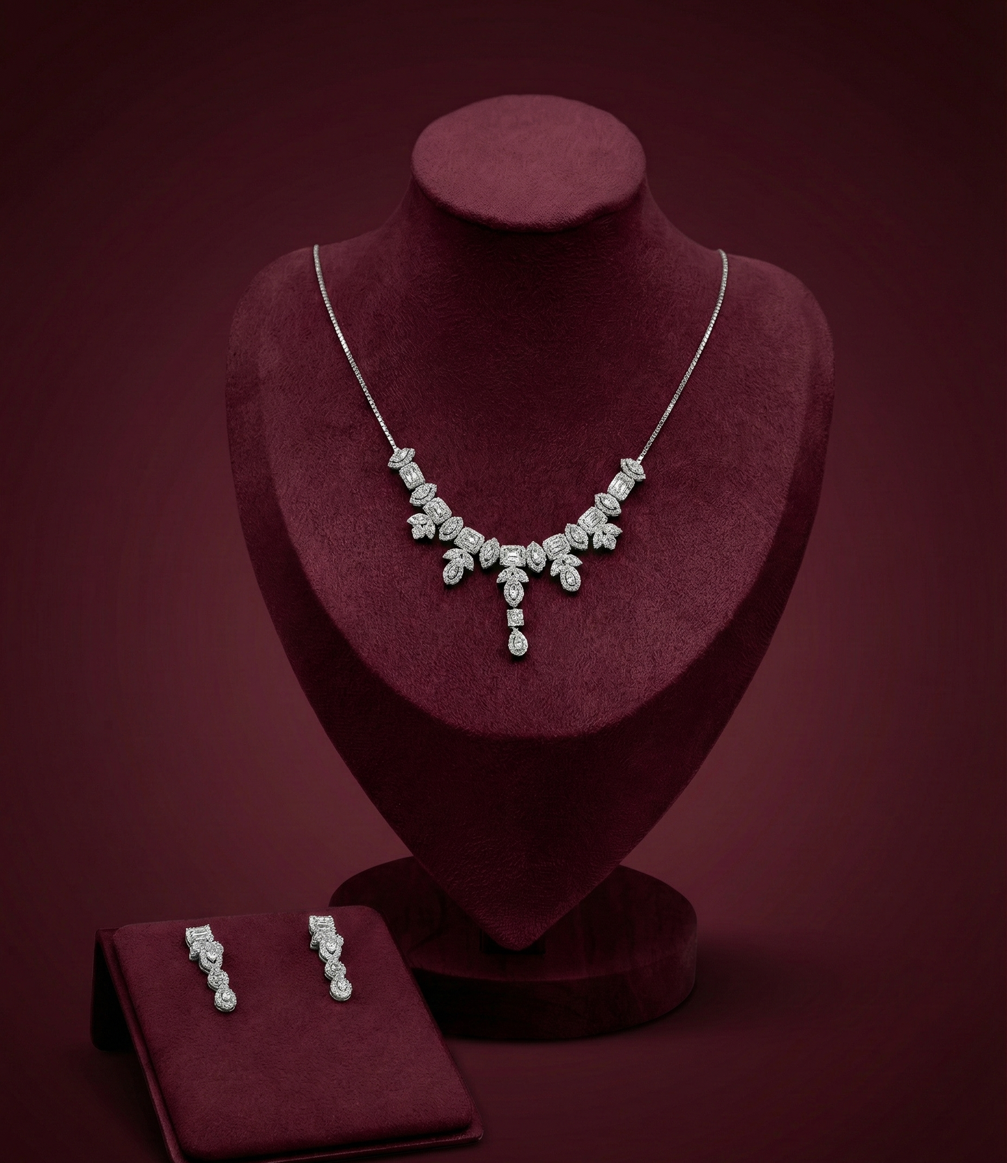 Silver Necklace Set W/ Earings CJWSN009