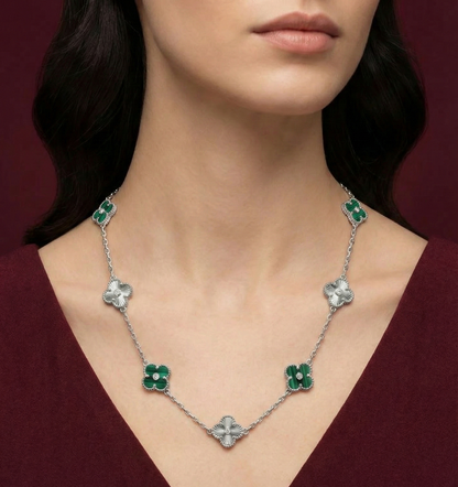 Vancleef Green Silver Necklace CJVCN005