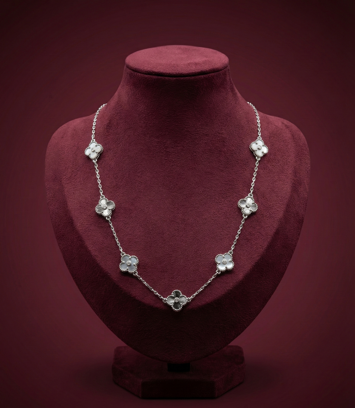 Vancleef White Silver Necklace CJVCN002