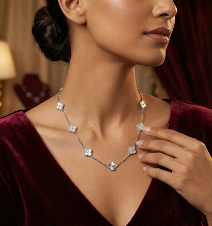 Vancleef White Silver Necklace CJVCN002