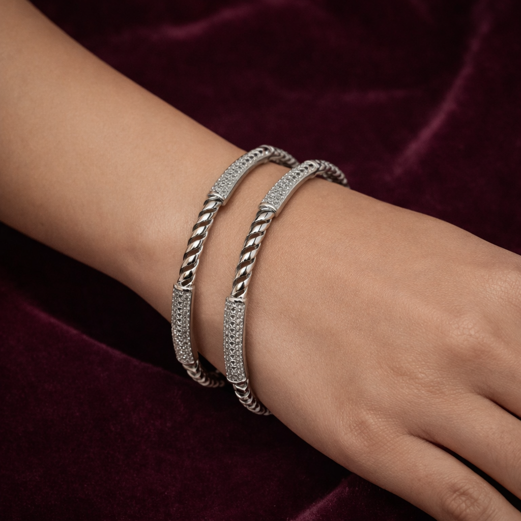 Silver Bangle Pair CJCBA008